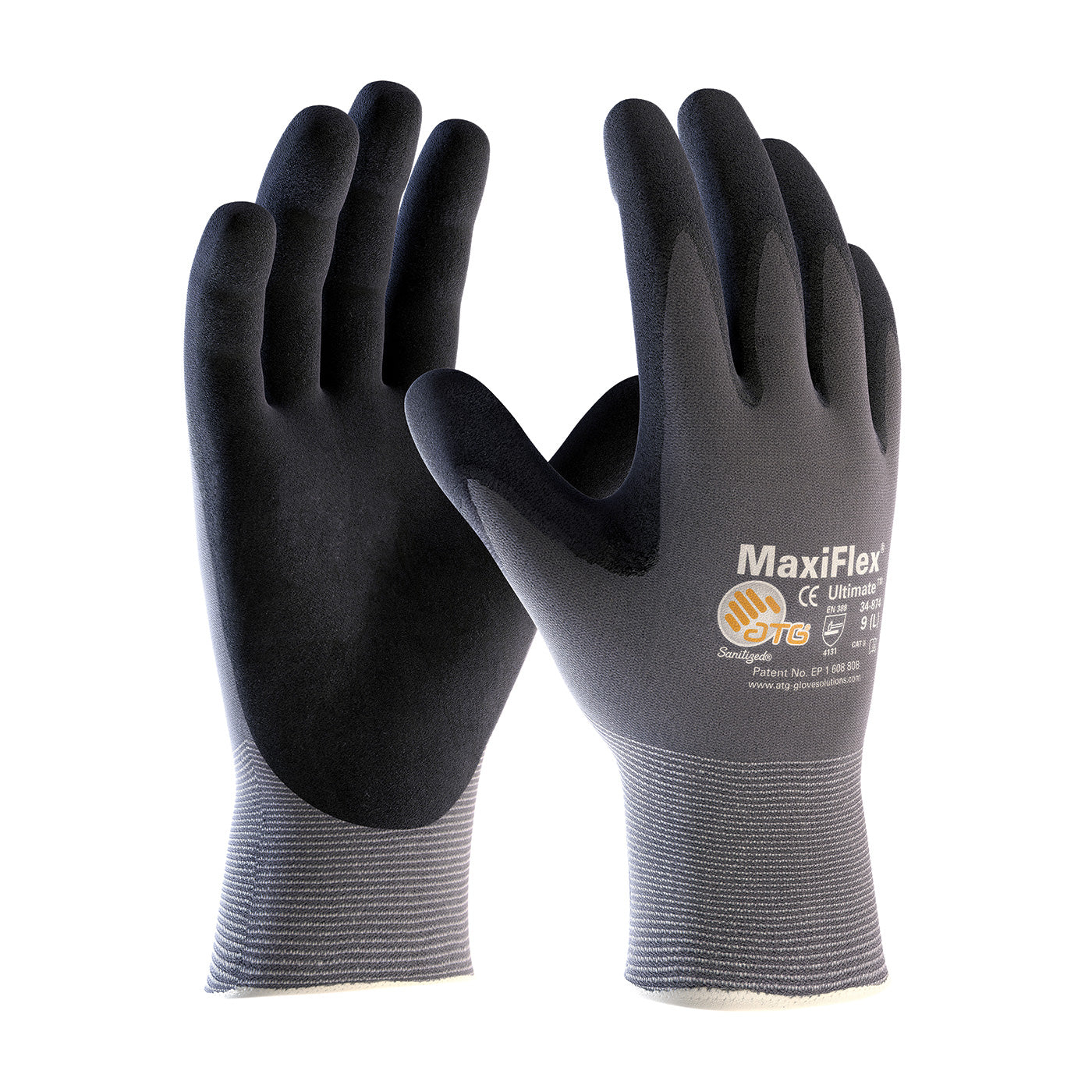 MaxiFlex Ultimate 34-874 Nitrile Coated Micro Foam Grip Gloves, Cut Resistant, Sizes M-XL - Large