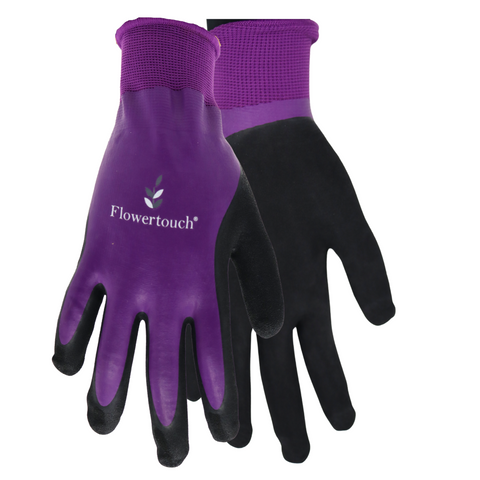 Red Steer A204 Flowertouch H2O Waterproof Purple Women's All Purpose Gloves, Nitrile Overdip, Sizes S-L, Sold by Pair