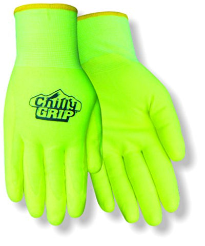 Chilly Grip Water Resistant Hi-Vis Yellow Thermal Lined Gloves, Sizes M-XXL