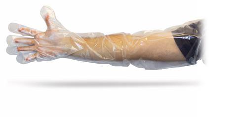 35″ Clear Powder Free Polyethylene Gloves, 1.5mil, 100 Per Box