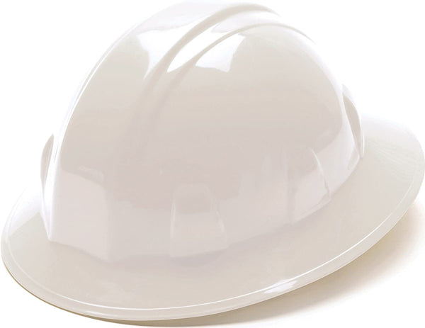 Pyramex Safety SL Series Full Brim Hard Hat, 4-Point Ratchet Suspension, White