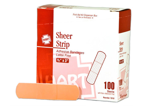 Sheer Strip Plastic Bandages, Latex Free, 1