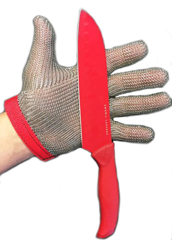 Steel Mesh Glove with Strap, Stainless Steel - Sizes XXS-XXL