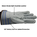 Red Steer 13163 Standard Suede Cowhide Leather Palm Glove, Sizes S-XL - GPS Gloves