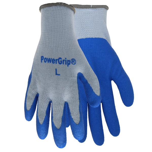 Red Steer PowerGrip A300-L Cotton/Polyester, Full-Fingered Work & General Purpose Gloves, Textured Rubber Palm, Blue, Sold by Pair