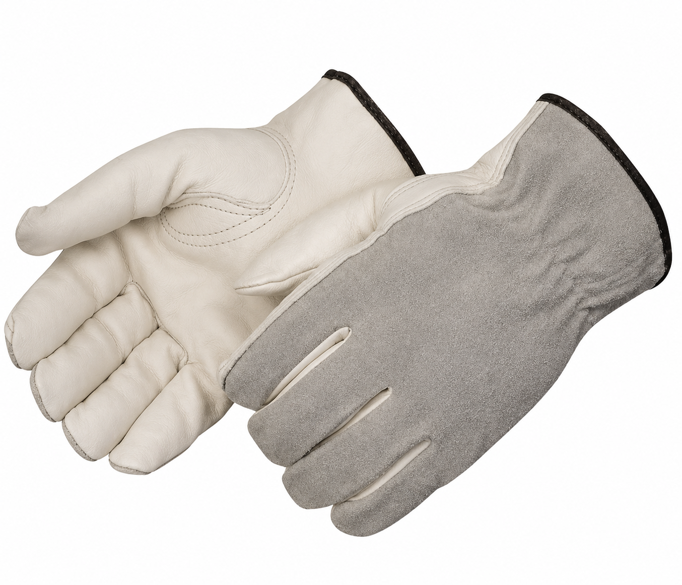 Leather Driver Gloves, Cowhide Drivers with Split Leather Back, Gray Split & Brown Split Options, Size Large - GPS Gloves