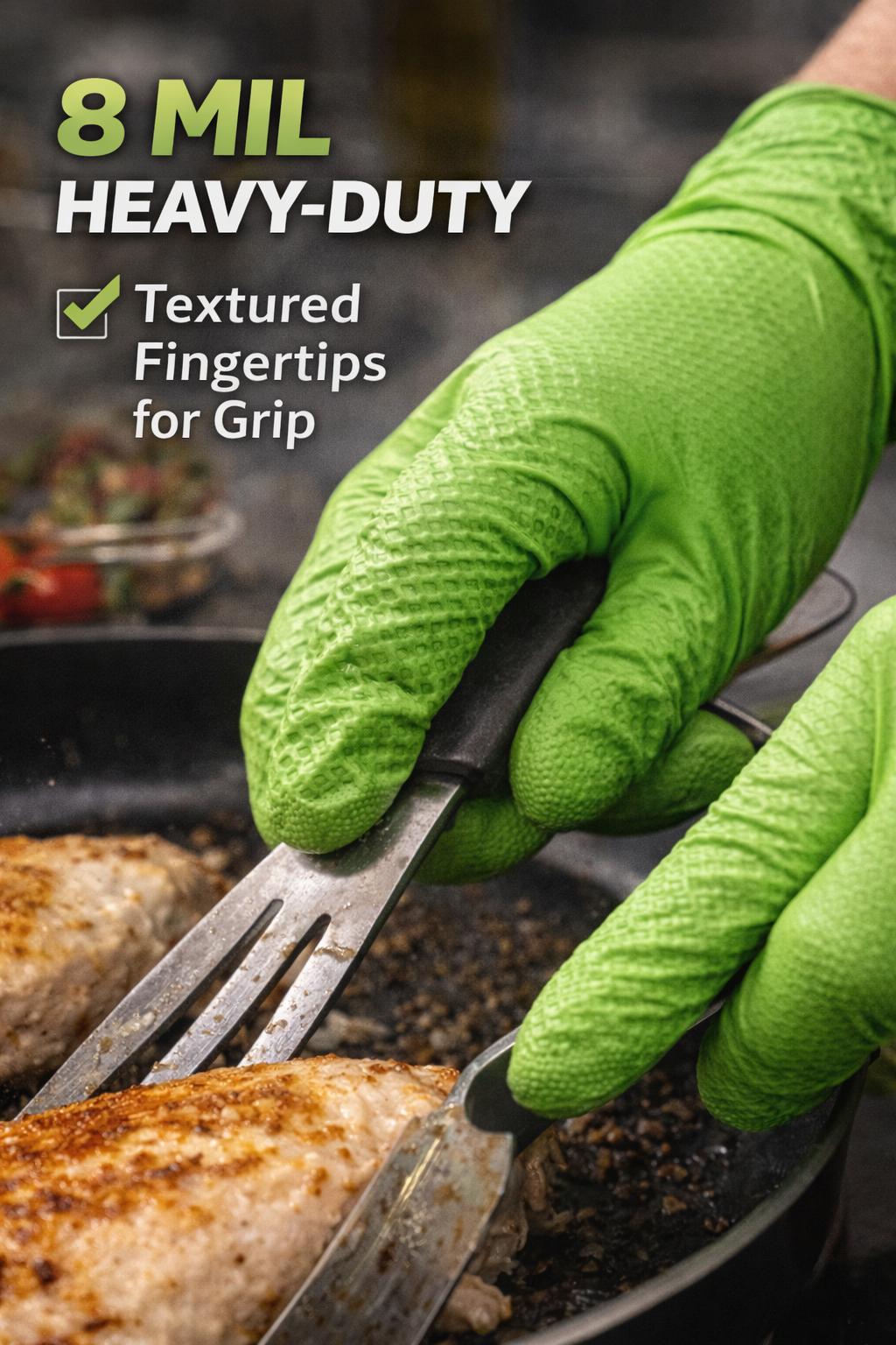 The Green Diesel®, Powder Free Nitrile Disposable Gloves, 8 Mil, Sizes M-XXL - GPS Gloves