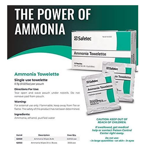 Ammonia Inhalants, Reflex Stimulant, 10 Per Box - GPS Gloves