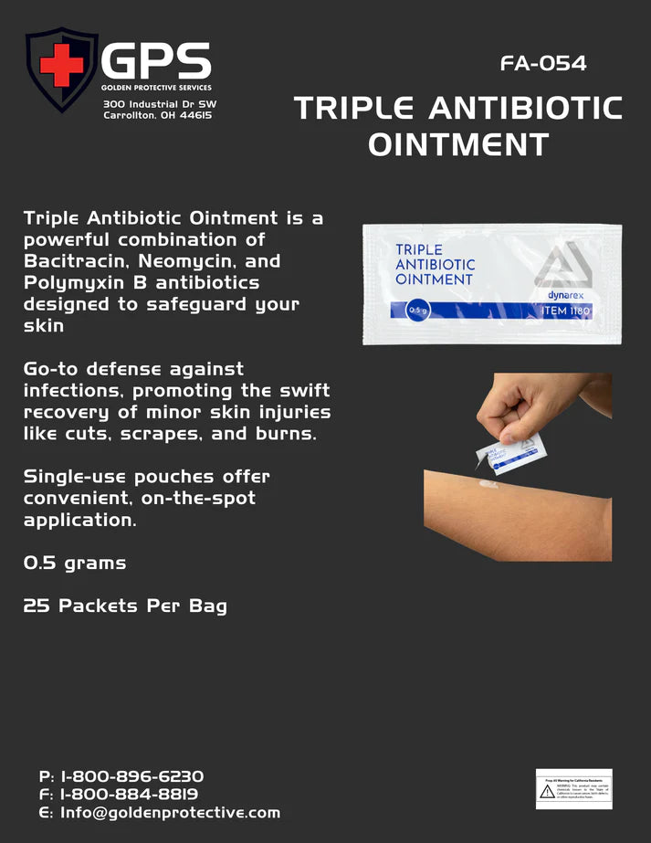 Triple Antibiotic Ointment Packets, 25 Per Bag - GPS Gloves