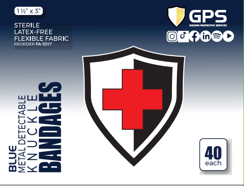 Knuckle Bandage, Blue Metal Detectable, 1 1/2" x 3"- 40/Box - GPS Gloves