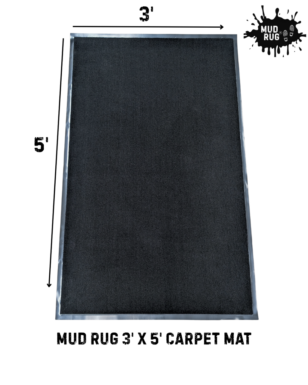 Mud Rug 3' x 5' Olefin Indoor Carpet Mats, Black, Vinyl Backing - GPS Gloves
