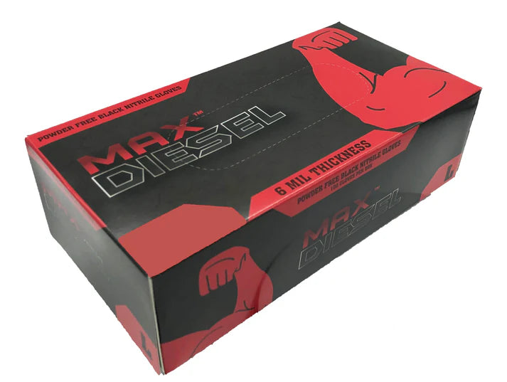 The Max Diesel® Nitrile Powder Free Disposable Gloves, 6 Mil, Ambidextrous, 100 Per Box, Sizes M-XXL - GPS Gloves