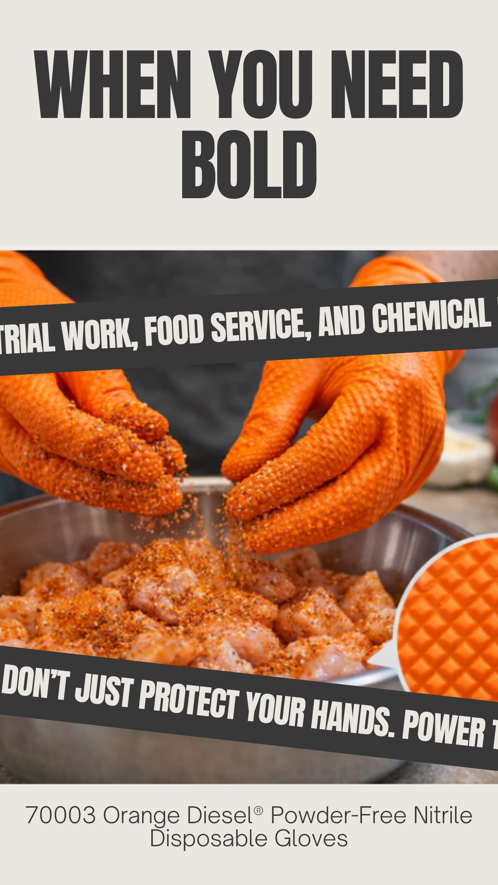 The Orange Diesel®, Powder Free Nitrile Disposable Gloves, 6 Mil, Sizes S-XXL - GPS Gloves