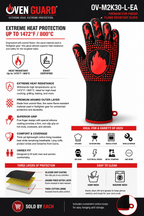 BBQ Grill Gloves, Premium Extreme Heat Resistant Up to 932℉, Great for BBQ, Oven and Grill, Non Slip, Silicone, Washable, Safe for Cooking, Grilling, Baking, 1 Glove