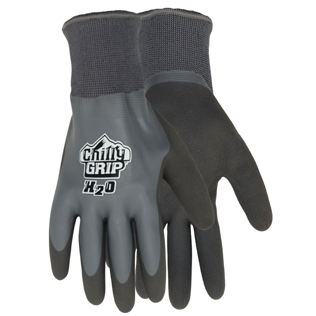Chilly Grip Red Steer A325 H2O Waterproof Thermal Insulated Gloves, Gray, Snug-Fit Wrist, Textured Palm, Sizes M-XL - GPS Gloves