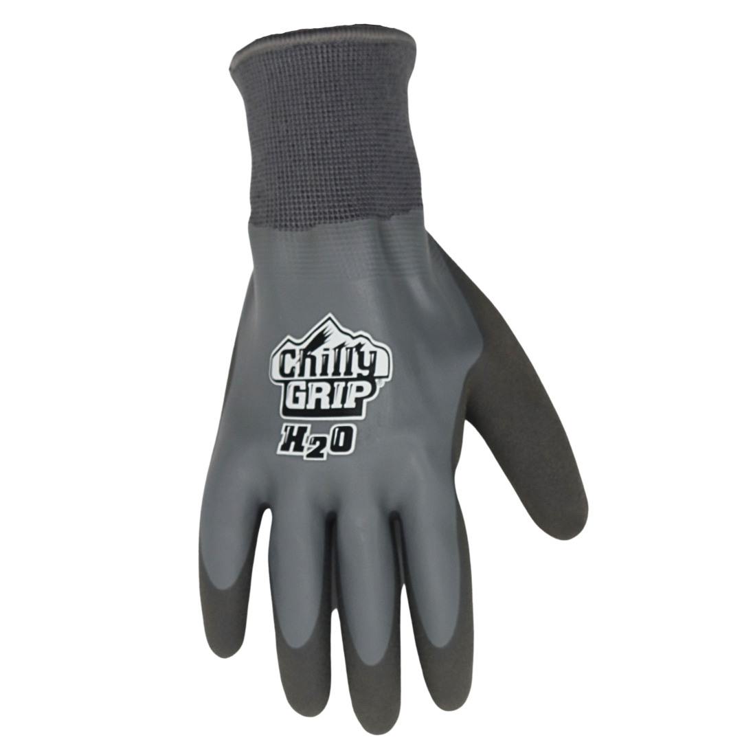 Chilly Grip Red Steer A325 H2O Waterproof Thermal Insulated Gloves, Gray, Snug-Fit Wrist, Textured Palm, Sizes M-XL - GPS Gloves