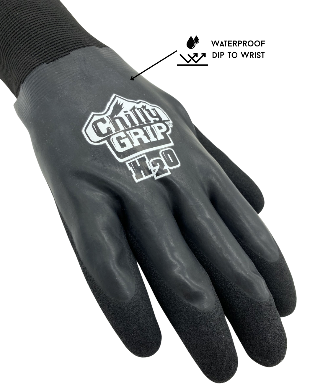 Chilly Grip A326 Black Waterproof H2O Thermal Insulated Gloves, Snug-Fit Wrist, Textured Palm, Sizes M-XL - GPS Gloves