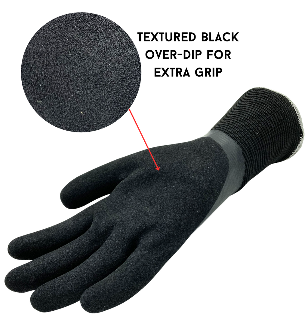 Chilly Grip A326 Black Waterproof H2O Thermal Insulated Gloves, Snug-Fit Wrist, Textured Palm, Sizes M-XL - GPS Gloves