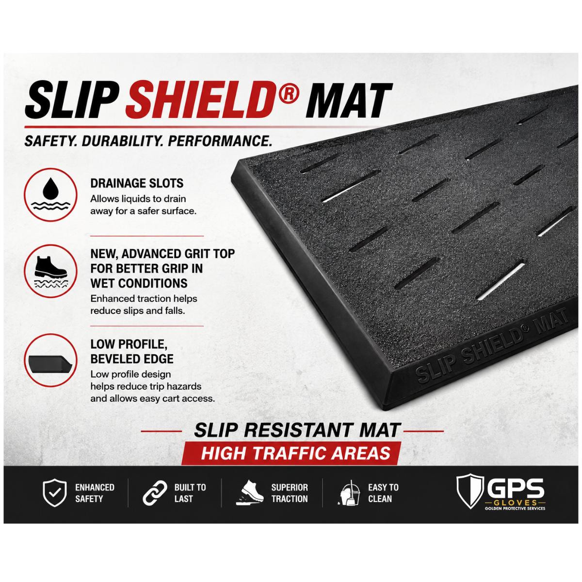 Slip Shield® Mat, Slip Resistant Floor Mat, 3' x 5', Commercial Kitchen Grade Nitrile Rubber