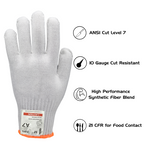 C9, 10 Gauge Cut Resistant White Glove ANSI Cut Level 6 - Sizes XXS-XL - GPS Gloves