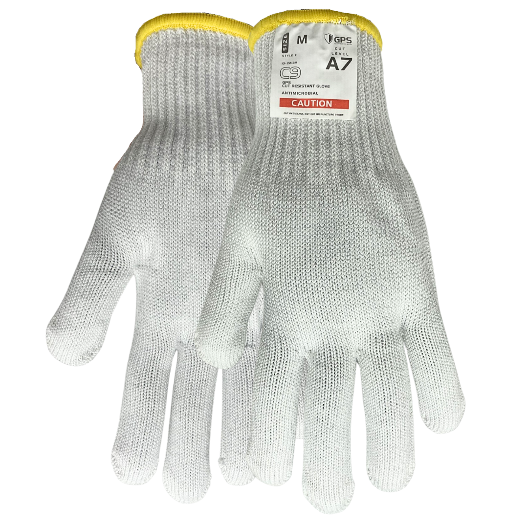C9, 10 Gauge Cut Resistant White Glove ANSI Cut Level 6 - Sizes XXS-XL - GPS Gloves