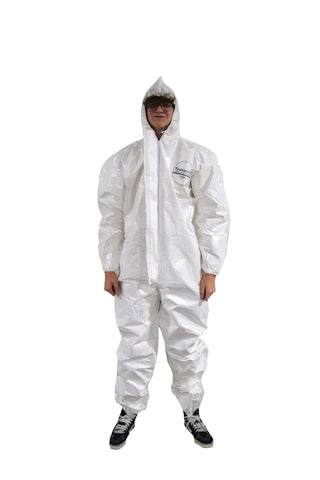 Saranex 42127 Coverall with Elastic Wrist and Ankles, Front Zipper, Meets ANSI/ISEA 1011996 sizing standards, 12 Per Case, Sizes 3XL-5XL