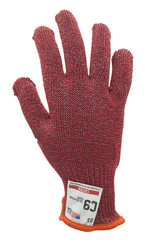 C9 Cut Resistant 10 GG Red Glove, Antimicrobial, Sizes S-XL, Sold by Each