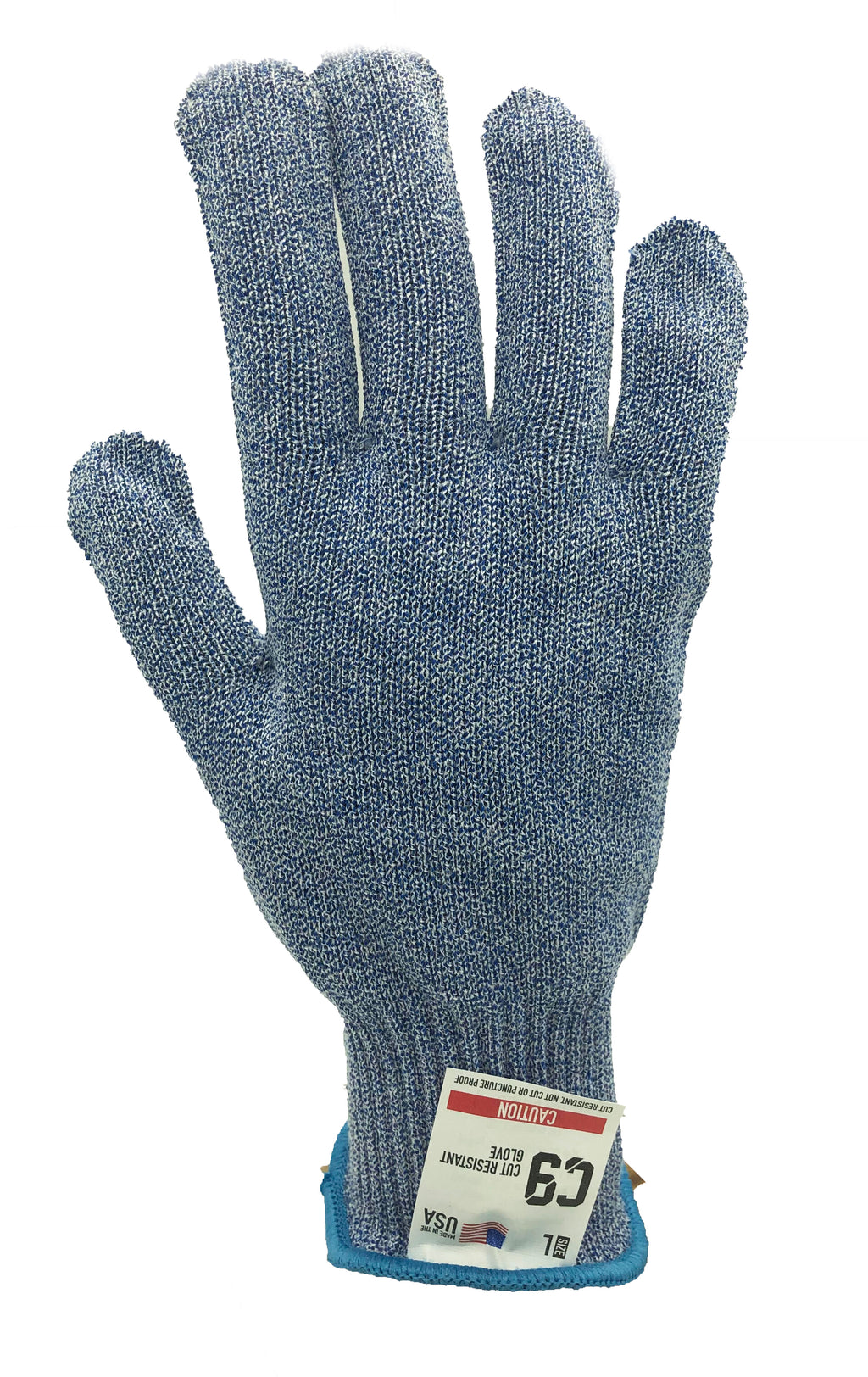 C9 Cut Resistant 10GG Blue Glove, Antimicrobial, Size Large, Sold by Each - GPS Gloves