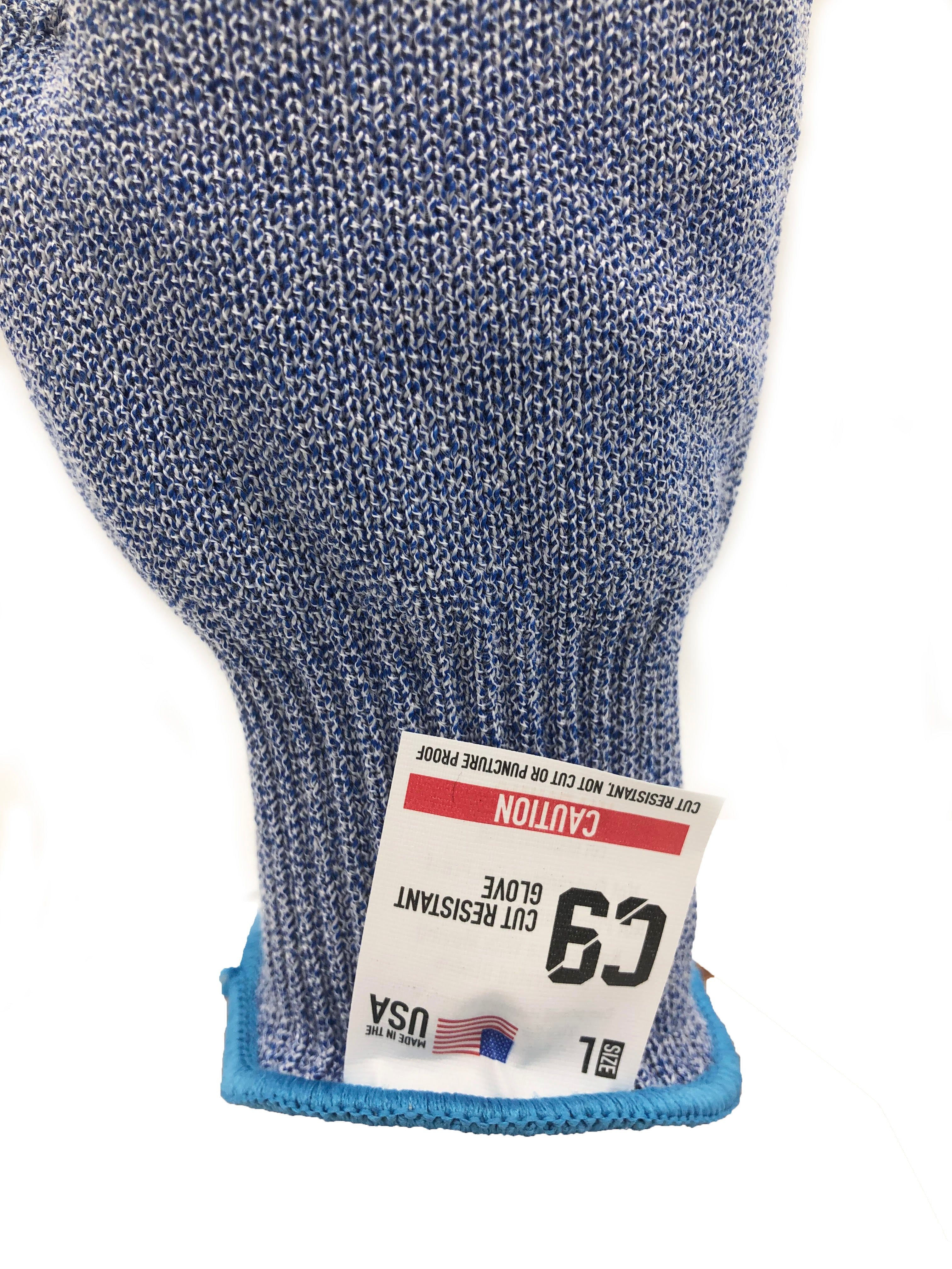 C9 Cut Resistant 10GG Blue Glove, Antimicrobial, Size Large, Sold by Each - GPS Gloves