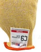 C9 Cut Resistant 10 GG Yellow Glove, Antimicrobial, Sizes XS-L, Sold by Each - GPS Gloves