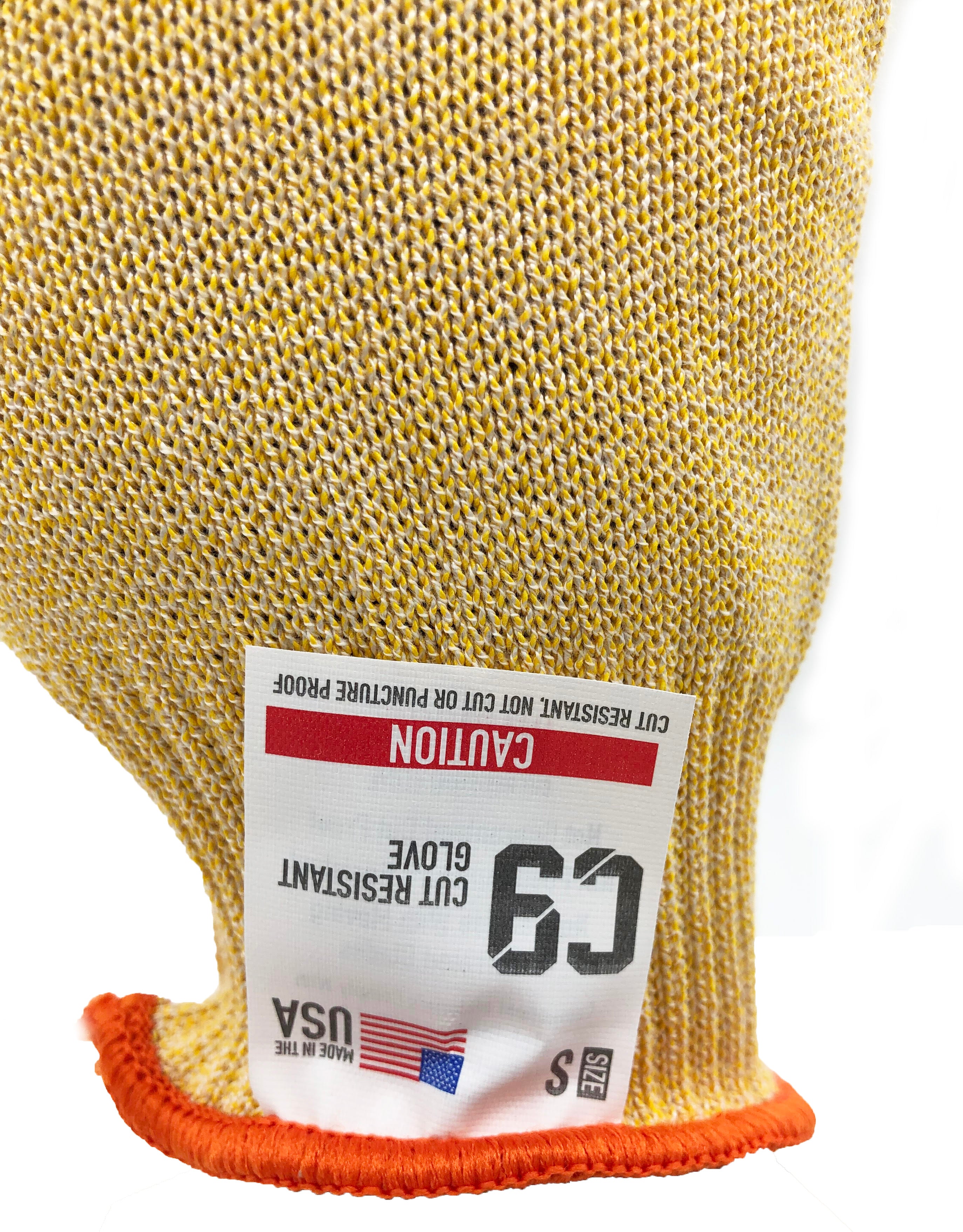 C9 Cut Resistant 10 GG Yellow Glove, Antimicrobial, Sizes XS-L, Sold by Each - GPS Gloves