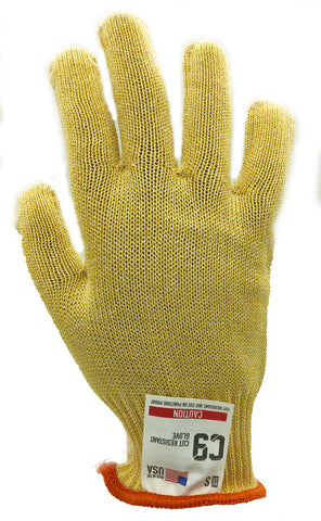 C9 Cut Resistant 10 GG Yellow Glove, Antimicrobial, Sizes XS-L, Sold by Each