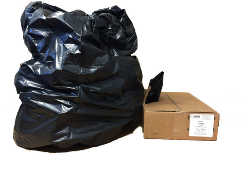 55 Gallon Trash Bags, Black, 22" x 16" x 58", 100 Per Case - GPS Gloves
