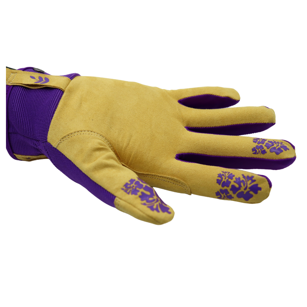 Red Steer 165W Flowertouch Synthetic Leather Women's Gloves, Durable High Dexterity Palm, Purple, Sizes S-L, Sold by Pair - GPS Gloves