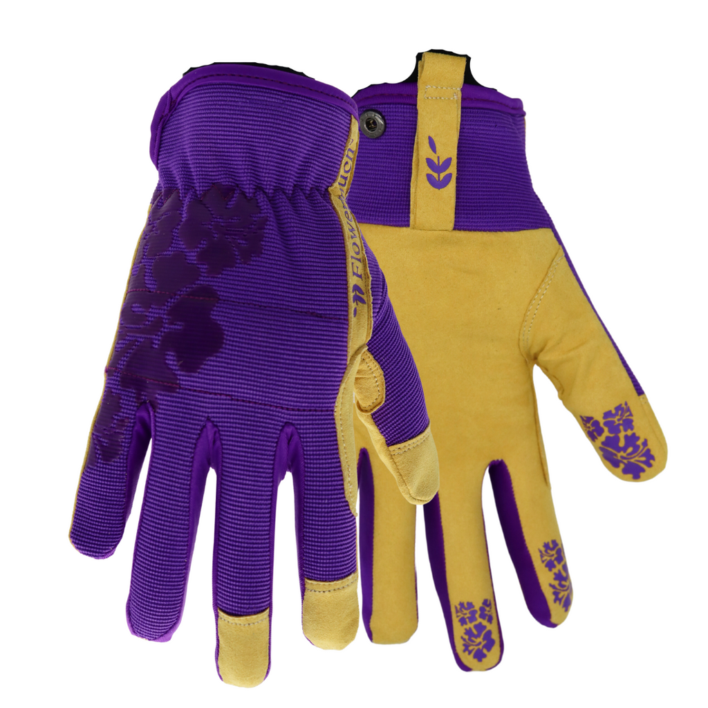Red Steer 165W Flowertouch Synthetic Leather Women's Gloves, Durable High Dexterity Palm, Purple, Sizes S-L, Sold by Pair - GPS Gloves