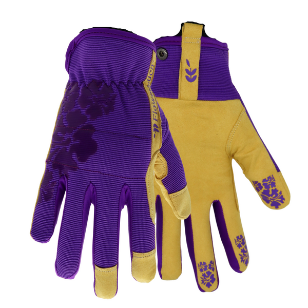 Red Steer 165W Flowertouch Synthetic Leather Women's Gloves, Durable High Dexterity Palm, Purple, Sizes S-L, Sold by Pair
