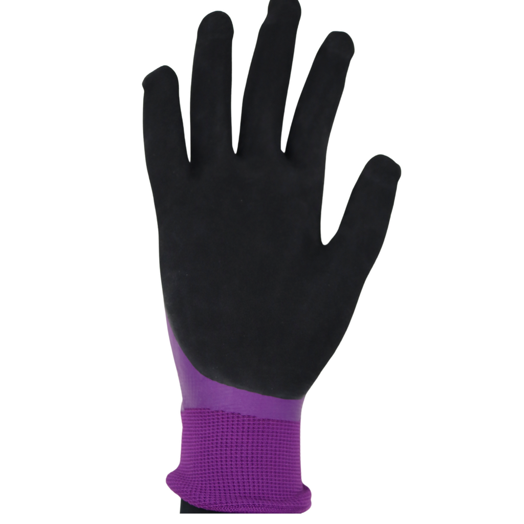 Red Steer A204 Flowertouch H2O Waterproof Purple Women's All Purpose Gloves, Nitrile Overdip, Sizes S-L, Sold by Pair - GPS Gloves