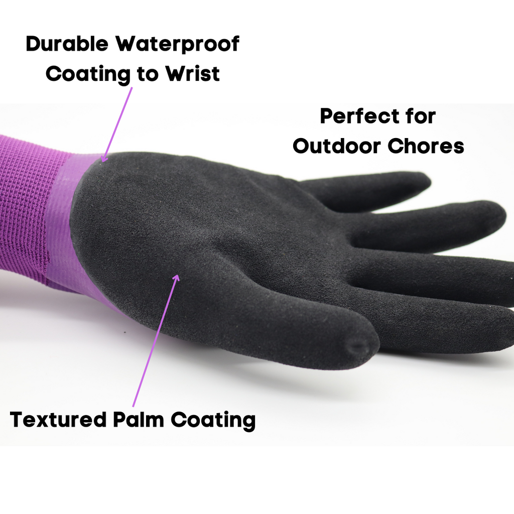 Red Steer A204 Flowertouch H2O Waterproof Purple Women's All Purpose Gloves, Nitrile Overdip, Sizes S-L, Sold by Pair - GPS Gloves