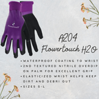 Red Steer A204 Flowertouch H2O Waterproof Purple Women's All Purpose Gloves, Nitrile Overdip, Sizes S-L, Sold by Pair - GPS Gloves