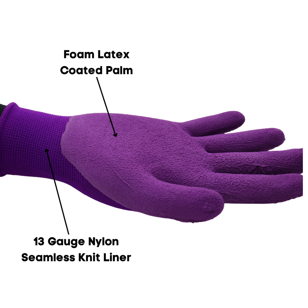 Chilly Grip A207 Flowertouch Foam Latex Palm All Purpose Gloves, Purple, Green, Red, Pink, Sizes S-L, Sold by Pair - GPS Gloves