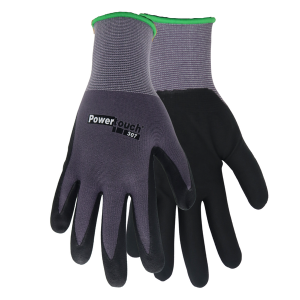 Red Steer 307-L Palm Coated Work Glove, Gray/Black, Sizes M-XL