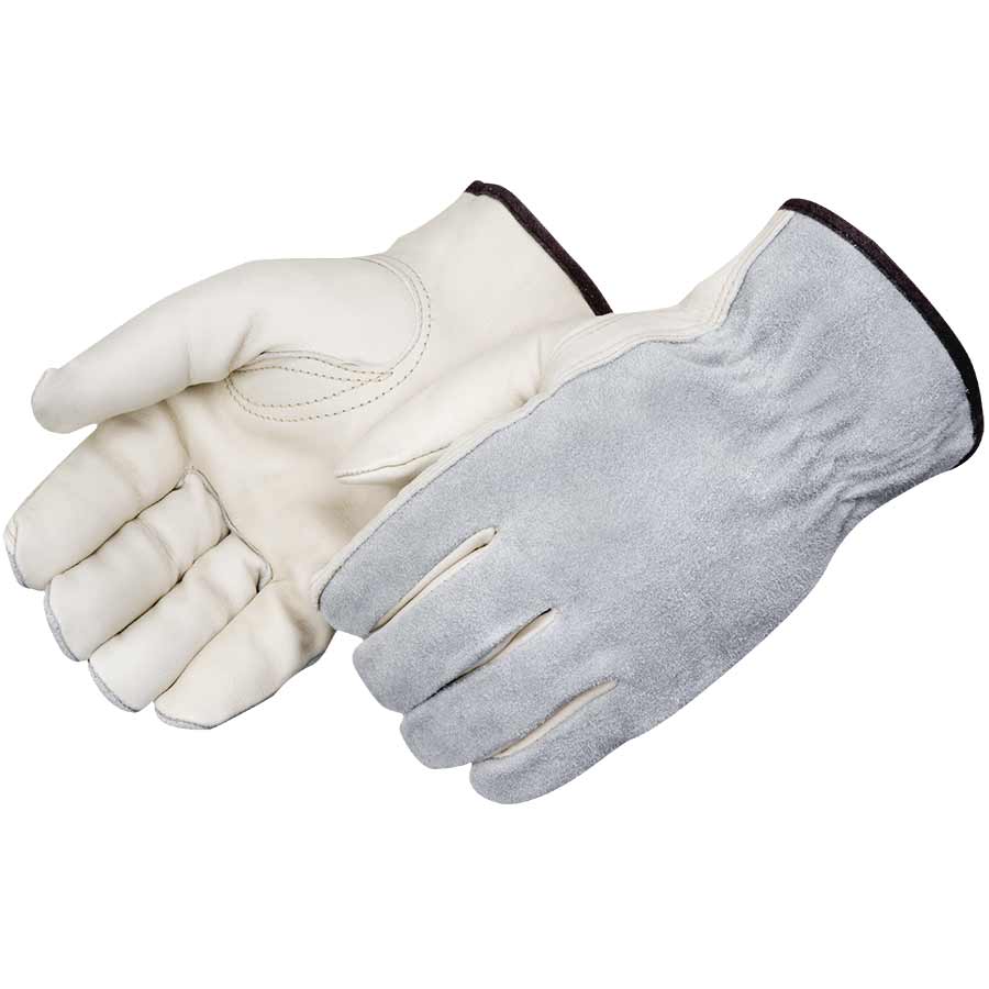 Leather Driver Gloves, Cowhide Drivers with Split Leather Back, Gray Split & Brown Split Options, Size Large - GPS Gloves