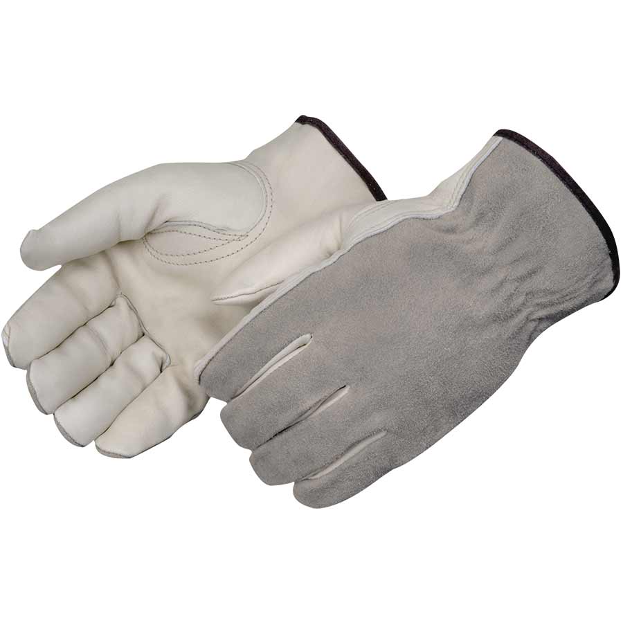 Leather Driver Gloves, Cowhide Drivers with Split Leather Back, Gray Split & Brown Split Options, Size Large - GPS Gloves