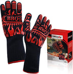 BBQ Grill Gloves, Premium Extreme Heat Resistant Up to 932℉, Great for BBQ, Oven and Grill, Non Slip, Silicone, Washable, Safe for Cooking, Grilling, Baking, 1 Glove - GPS Gloves
