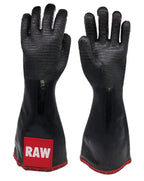 Oil Shield®, 18" High Temp Neoprene Red Banding & RAW Food Labeling Gloves, Sizes S & L - GPS Gloves