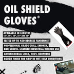 Oil Shield®, 18" High Temp Neoprene Red Banding & RAW Food Labeling Gloves, Sizes S & L - GPS Gloves