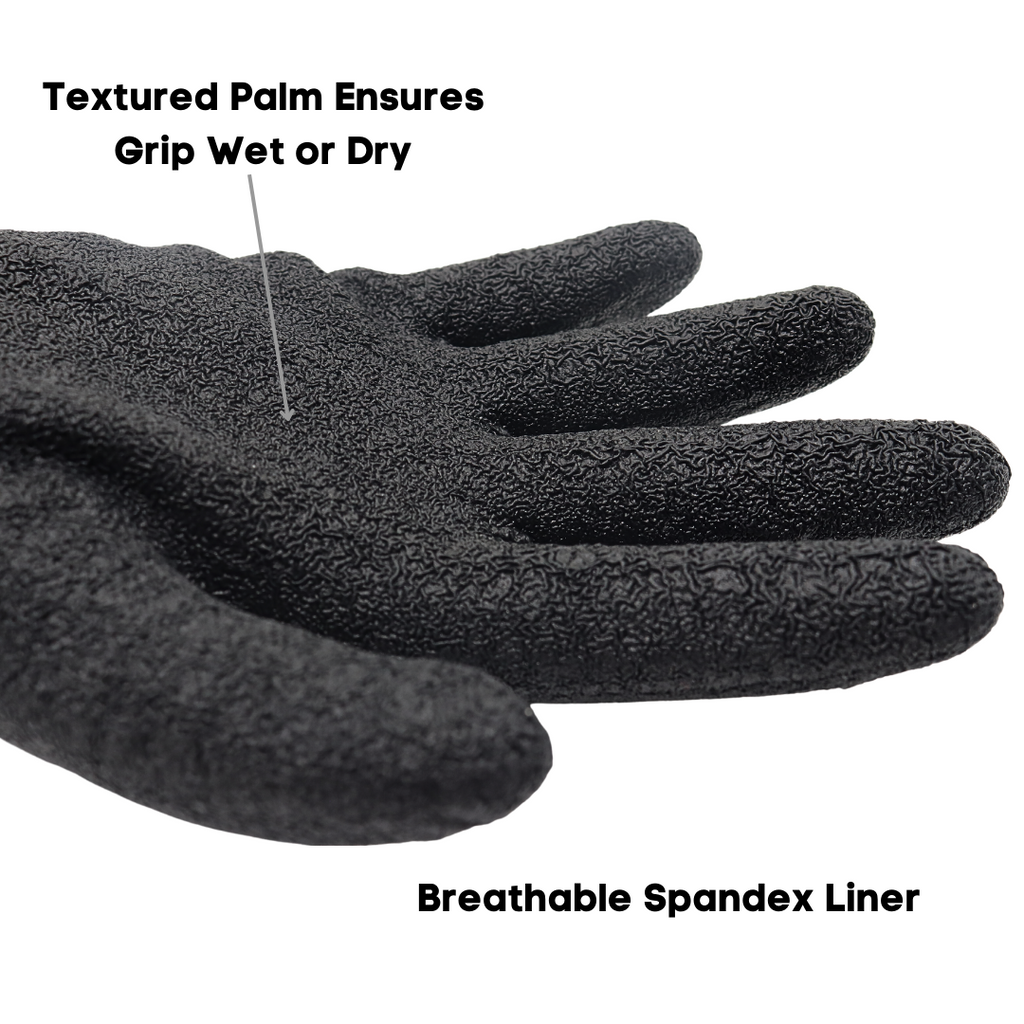 Red Steer A201S/M Powertouch Natural Rubber Palm Dipped Glove, Grey/Black, Sizes S-XL - GPS Gloves
