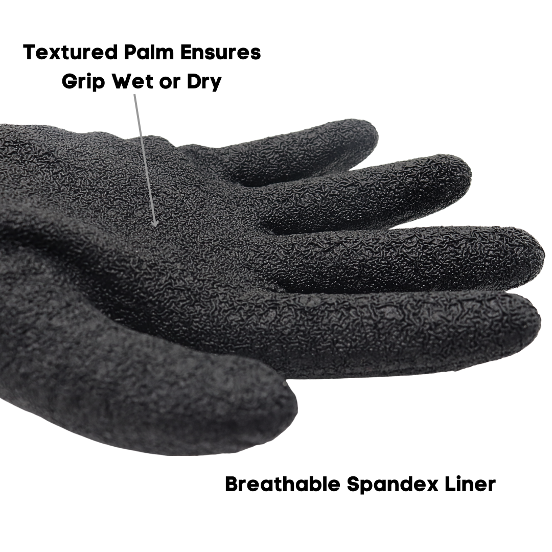 Red Steer A201S/M Powertouch Natural Rubber Palm Dipped Glove, Grey/Black, Sizes S-XL - GPS Gloves