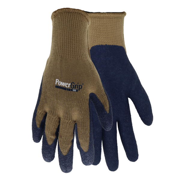 Red Steer PowerGrip A300B Rubber Palm Full-Fingered Work & General Purpose Glove, Tan/Navy Blue