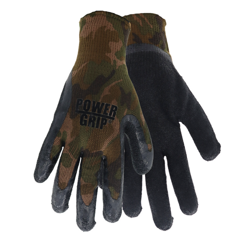 Red Steer PowerGrip Camo A302 Rubber Palm Full-Fingered Work & General Purpose Gloves, Sizes M-XL